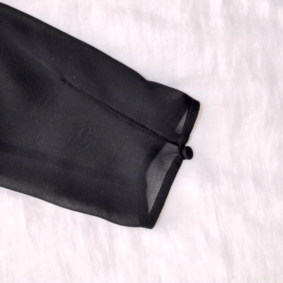 NWOT St. John Front Ruffle Silk Blouse in Black - Picture 6 of 8